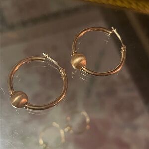 14K Gold Polished & Texture Brushed Gold Hoop Earrings